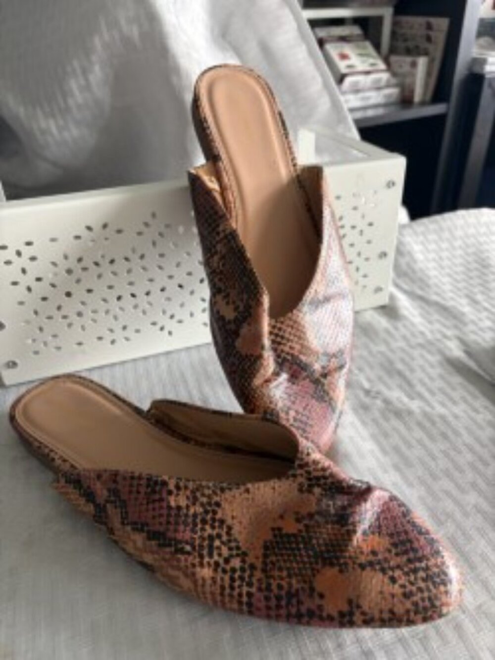 Women’s Size 10 Brown Snakeskin Print Mule Slides - Picture 2 of 3